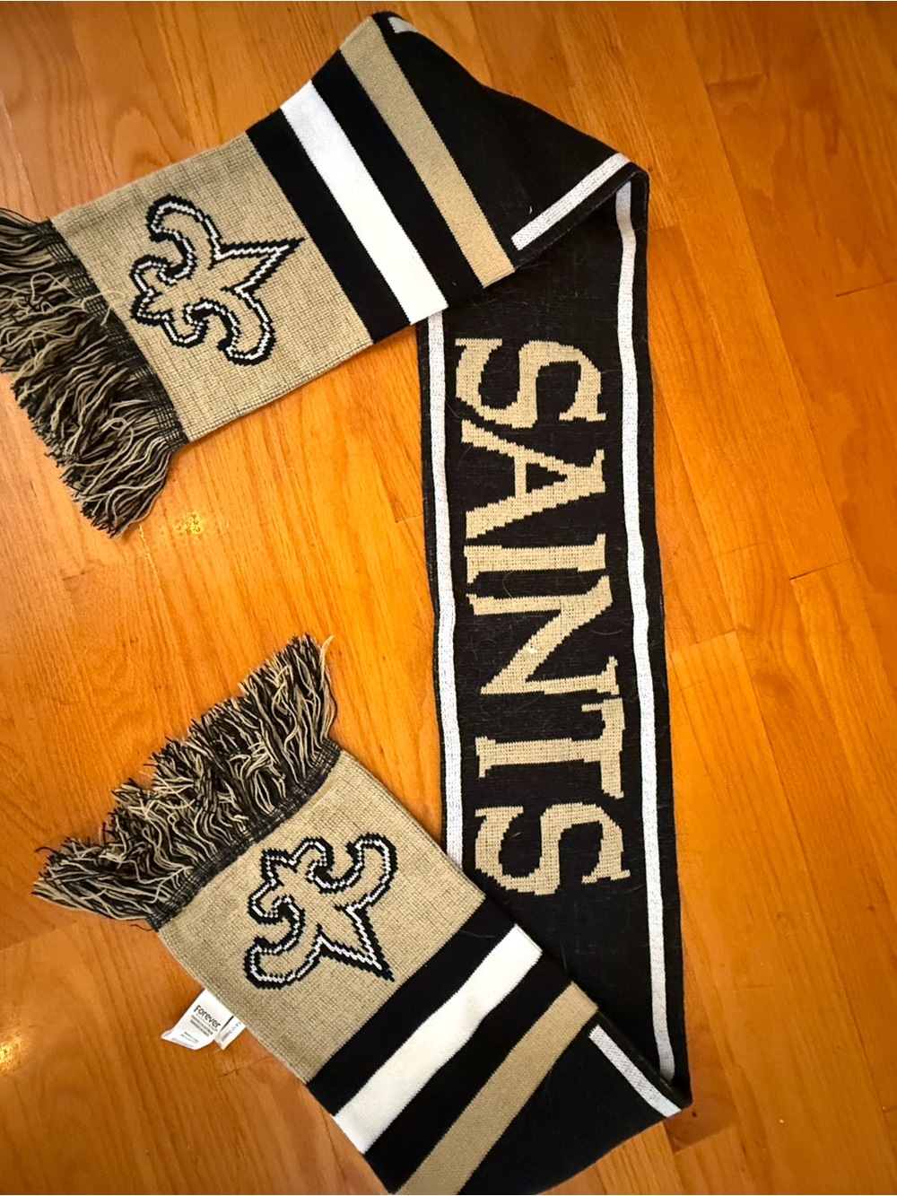 Forever Collectibles Black and Gold Saints Knit Scarf